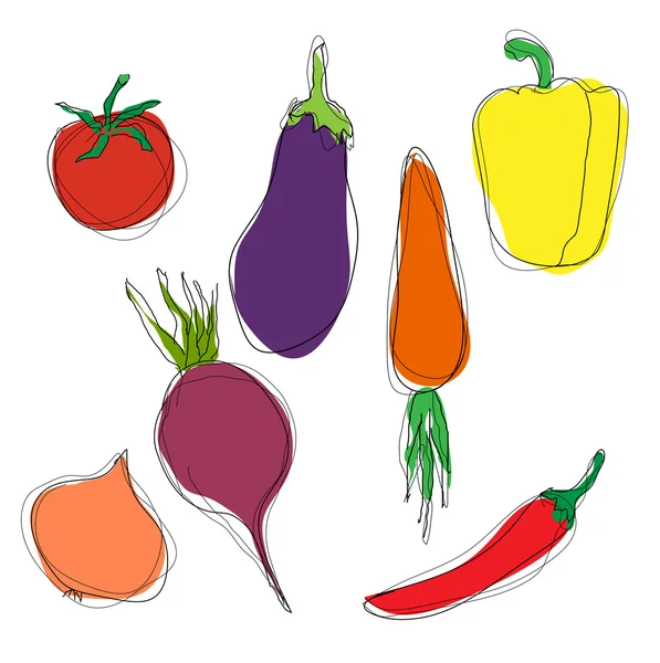 Set de verduras estilizadas — Vector de stock