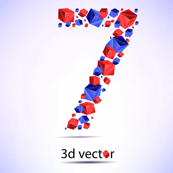 Nummer 7. aus futuristischem Würfel — Stockvektor