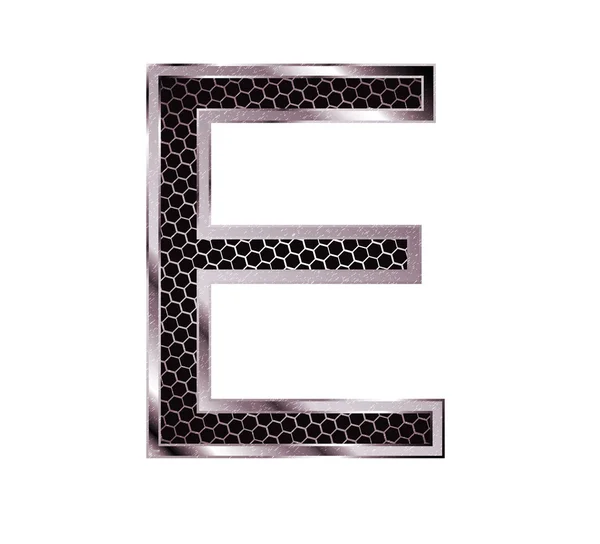 金属字体。字母 e — 图库矢量图片