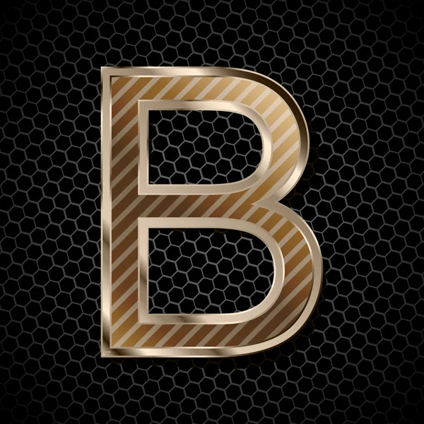 Metallic font . Letter B — Stock Vector