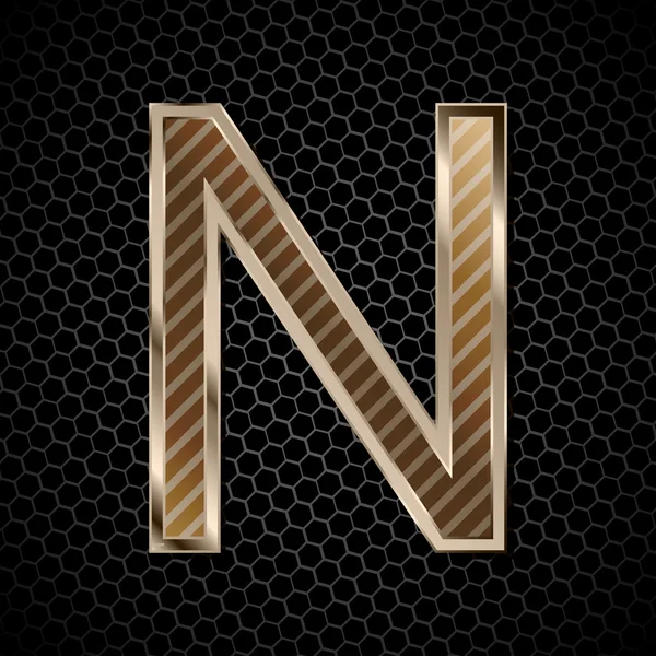 Metallic font . Letter N — Stock Vector