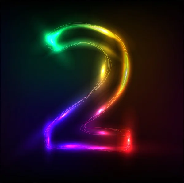 Neon number - 2 — Stock Vector