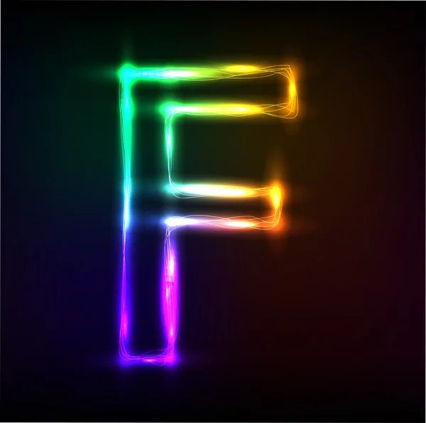 Vector alphabet. Neon letter F — Stock Vector