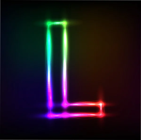 Vector alphabet. Neon letter L — Stock Vector