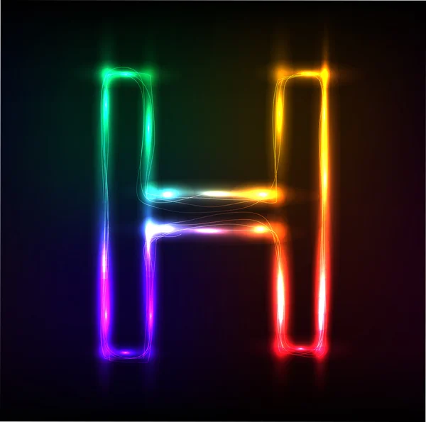 Vector alphabet. Neon letter H — Stock Vector