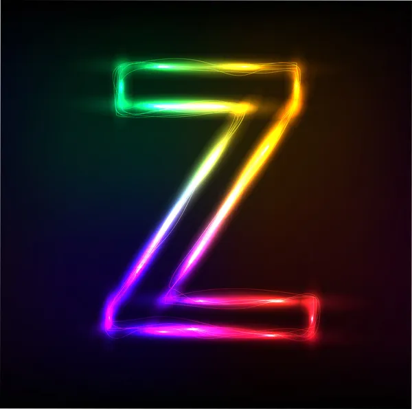 Vector alphabet. Neon letter Z — Stock Vector