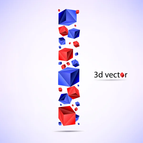 Письмо I. Изготовлен из футуристического куба — стоковый вектор