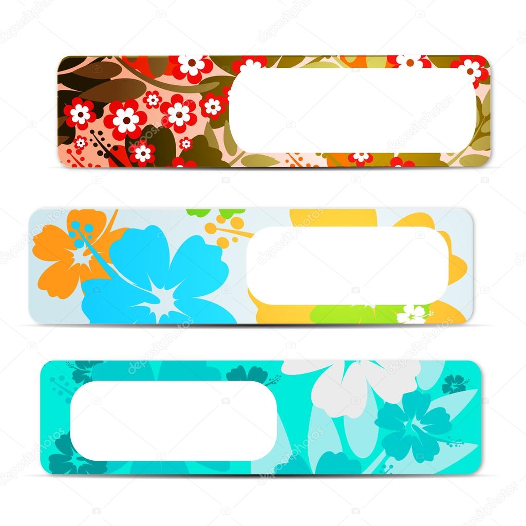 Abstract colorful Hibiscus flower banners set, for design Stock Vector