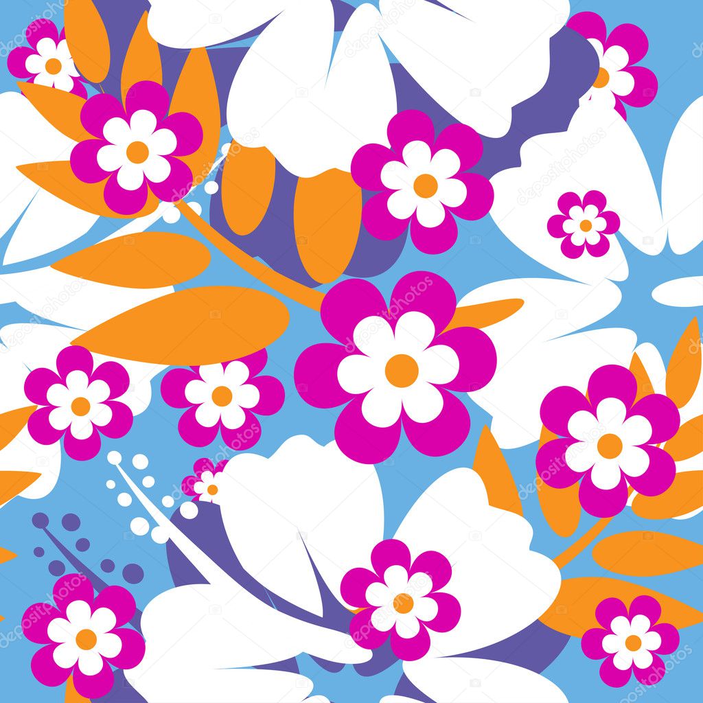 Seamless Hibiscus flower Background