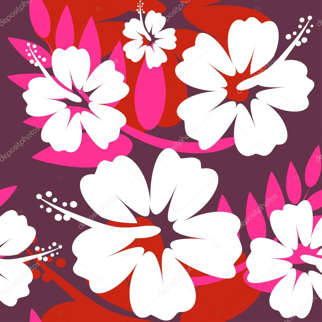 Seamless Hibiscus flower Background