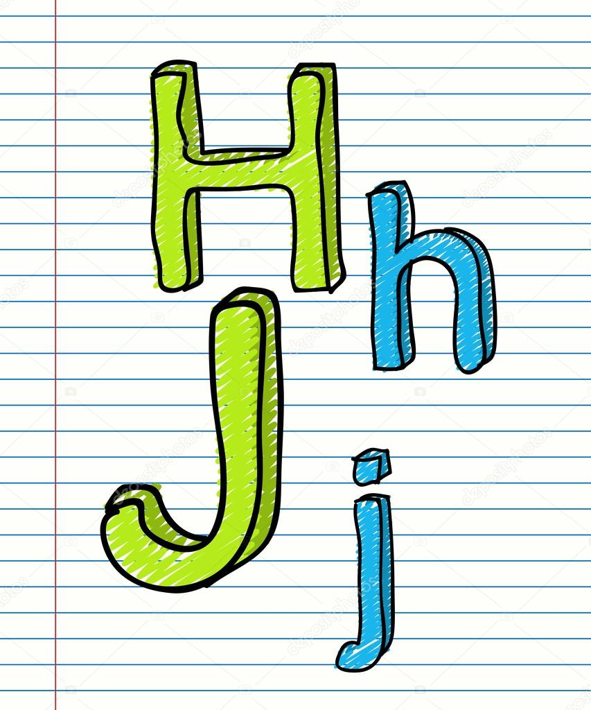 Handgezeichnetes Skizzenalphabet Buchstaben H J Vektorgrafik Lizenzfreie Grafiken C File404 32895755 Depositphotos