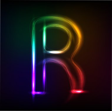 vektör alfabe. Neon harf r
