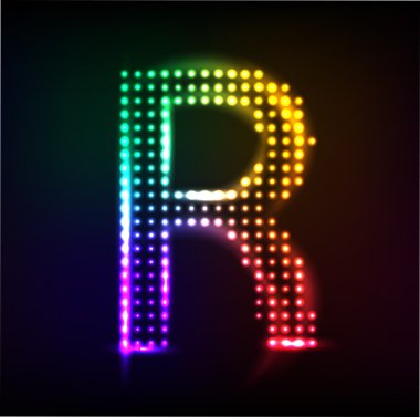 vektör alfabe. disko harf r