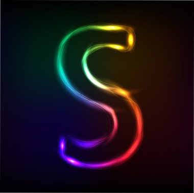 vektör alfabe. Neon harf s
