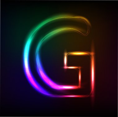vektör alfabe. Neon harf g