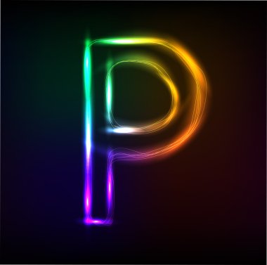 vektör alfabe. Neon harf p
