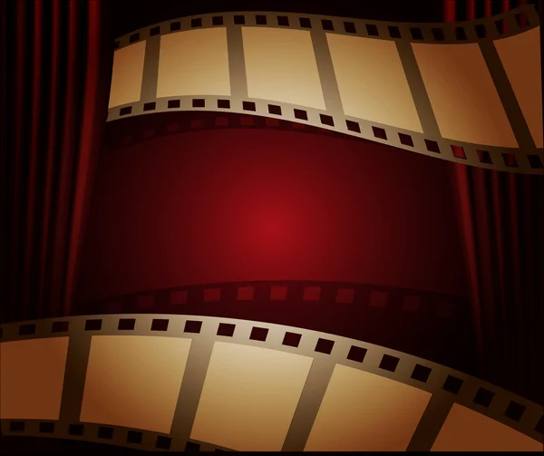 Rød teaterforheng og filmbakgrunn – stockvektor