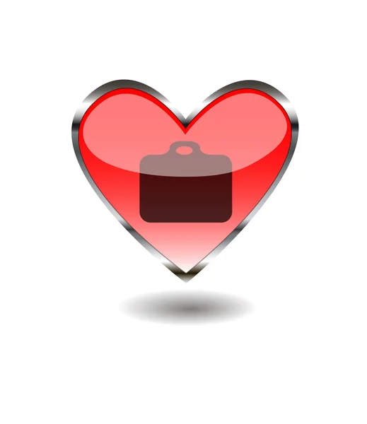 Corazón Maletín botón de Internet — Vector de stock