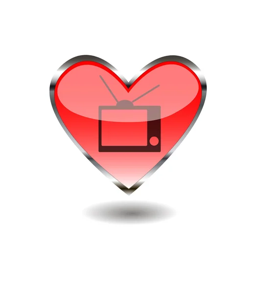 Heart TV web button — Stock Vector