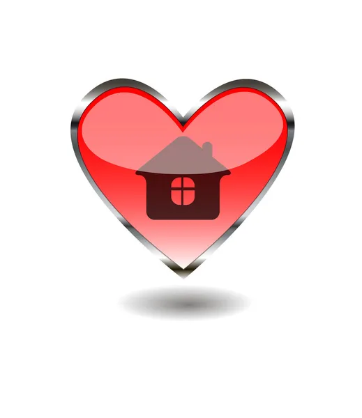 Coração casa web botão — Vetor de Stock