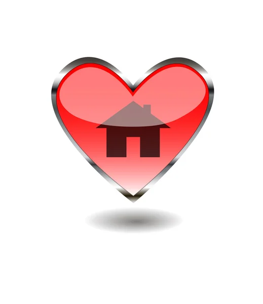 Coração casa web botão — Vetor de Stock