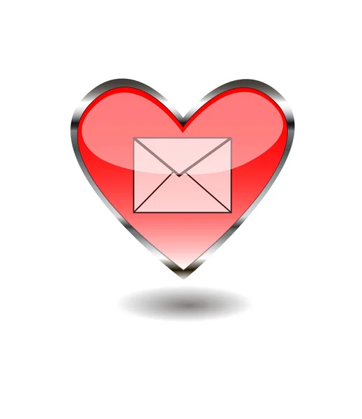 Srdce e-mail web tlačítek. — Stockový vektor