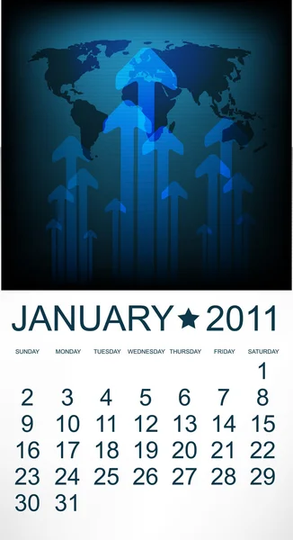 Kalender för januari 2011. — Stock vektor