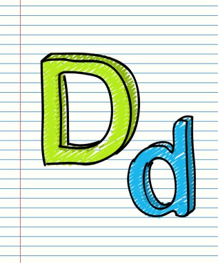 elle çizilmiş kroki alfabe. harf d