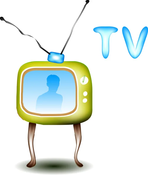 Retro TV con reflexión del espectador . — Vector de stock