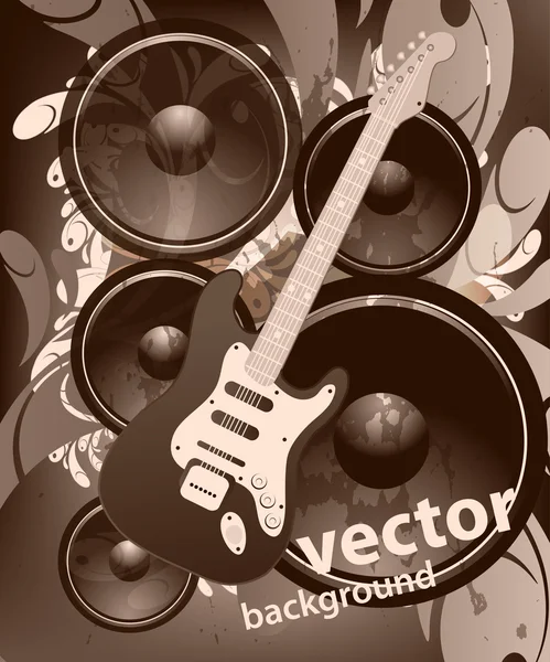 Ilustración sobre un tema musical con guitarra eléctrica . — Vector de stock