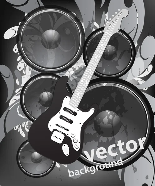 Illustration zu einem musikalischen Thema mit E-Gitarre. — Stockvektor