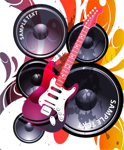 Illustration on a musical theme with electro guitar — Stock Vector