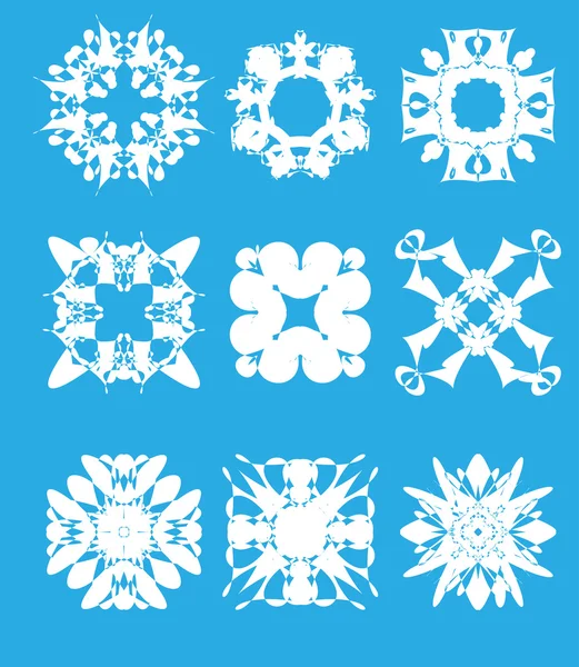 Ensemble vectoriel de 9 flocons de neige — Image vectorielle