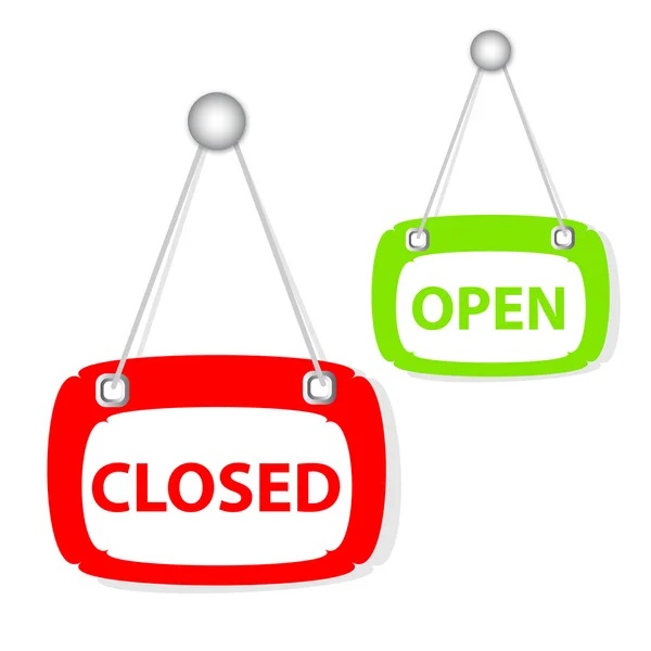 Placa de sinalização fechada e aberta — Vetor de Stock