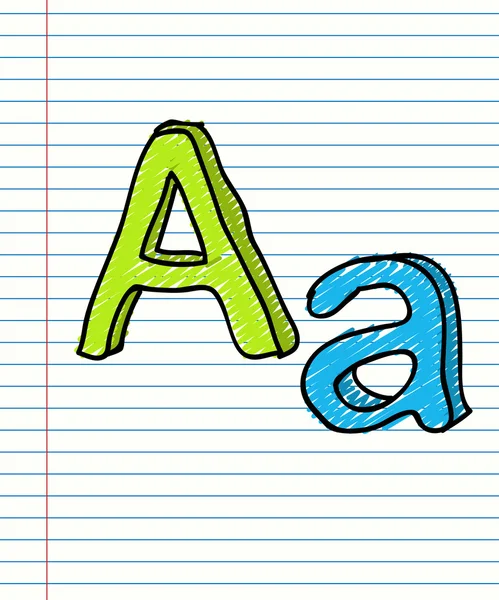 Hand ritad skiss alfabetet. skrivelse en — Stock vektor
