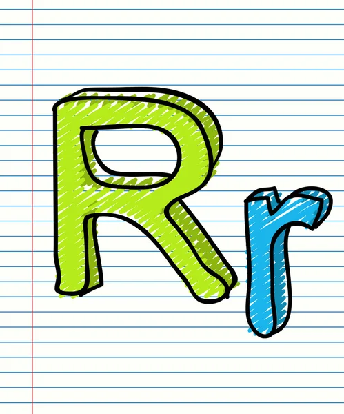 Hand Drawn sketch Alphabet. Letter R — Stock Vector