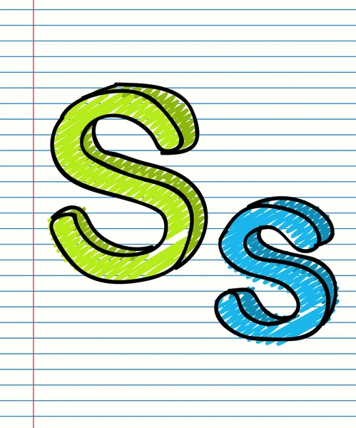 Hand Drawn sketch Alphabet. Letter S — Stock Vector