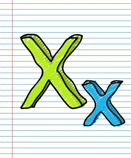 手绘制的素描字母表。字母 x — 图库矢量图片