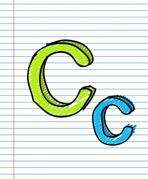 Hand Drawn sketch Alphabet. Letter C — Stock Vector