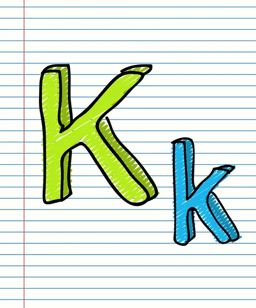 Hand Drawn sketch Alphabet. Letter K — Stock Vector