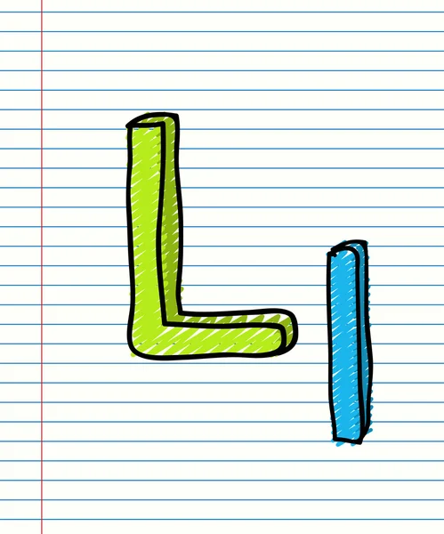 Hand Drawn sketch Alphabet. Letter L — Stock Vector