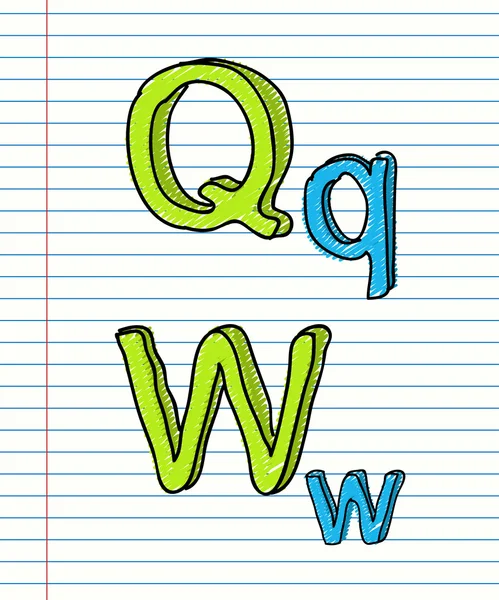 Desenho à mão Alfabeto. Carta Q —  Vetores de Stock