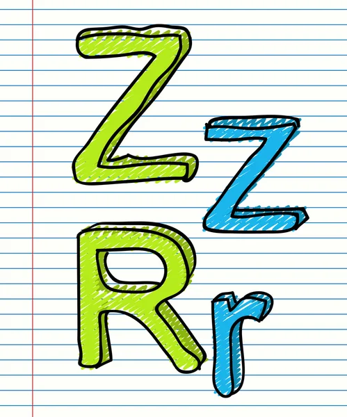 Desenho à mão Alfabeto. Carta Z —  Vetores de Stock