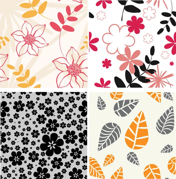 Set. styled flowers- floral seamless pattern — Stock Vector