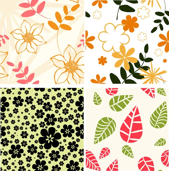 Set. styled flowers- floral seamless pattern — Stock Vector