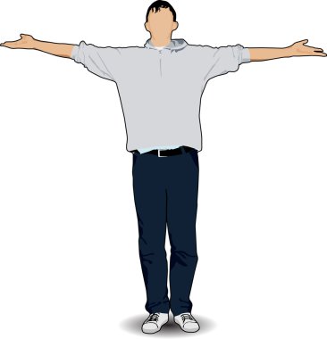 Man raising his hands clipart