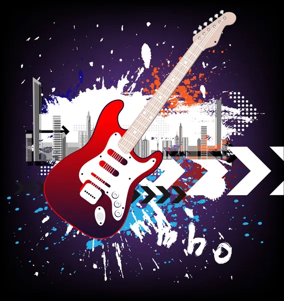 Colorful Disco Dance Background with Electric Guitar — Stock Vector