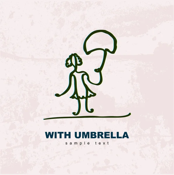 En flicka med ett paraply. konceptuella vykort. — Stock vektor