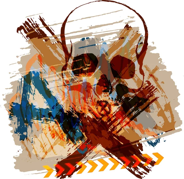 Crâne fond grunge — Image vectorielle