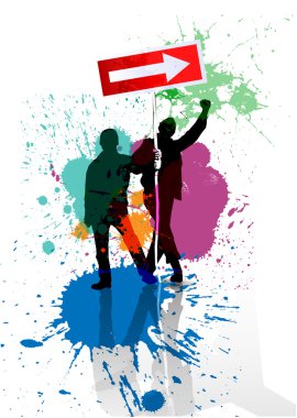 renk grunge poster yol işareti